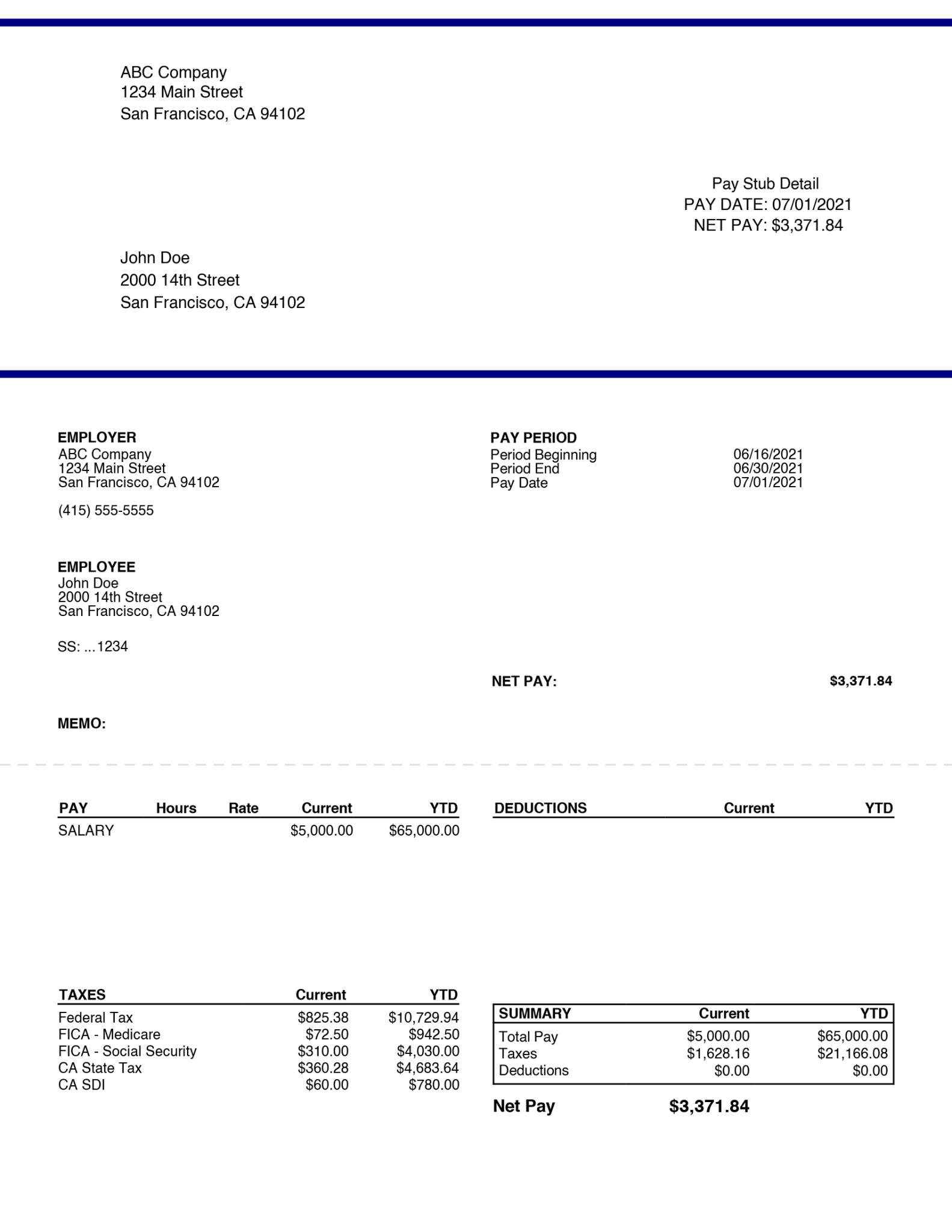 Sample Pay Stub Templates Mr Pay Stubs